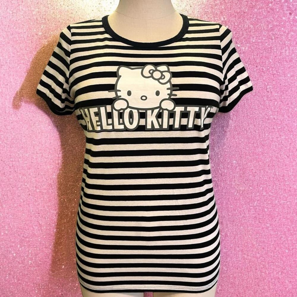 Torrid 2 Hello Kitty Face Anime Classic Fit Crew Striped Graphic T Shirt Punk 2x
